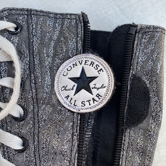 Converse All-Star Zebra Print High/Tall Lace-up Black, Gray, Glitter Sneakers - Picture 13 of 17